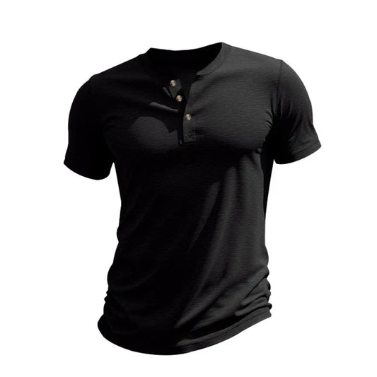 Daniel - Camiseta de hombre manga corta con cuello henley
