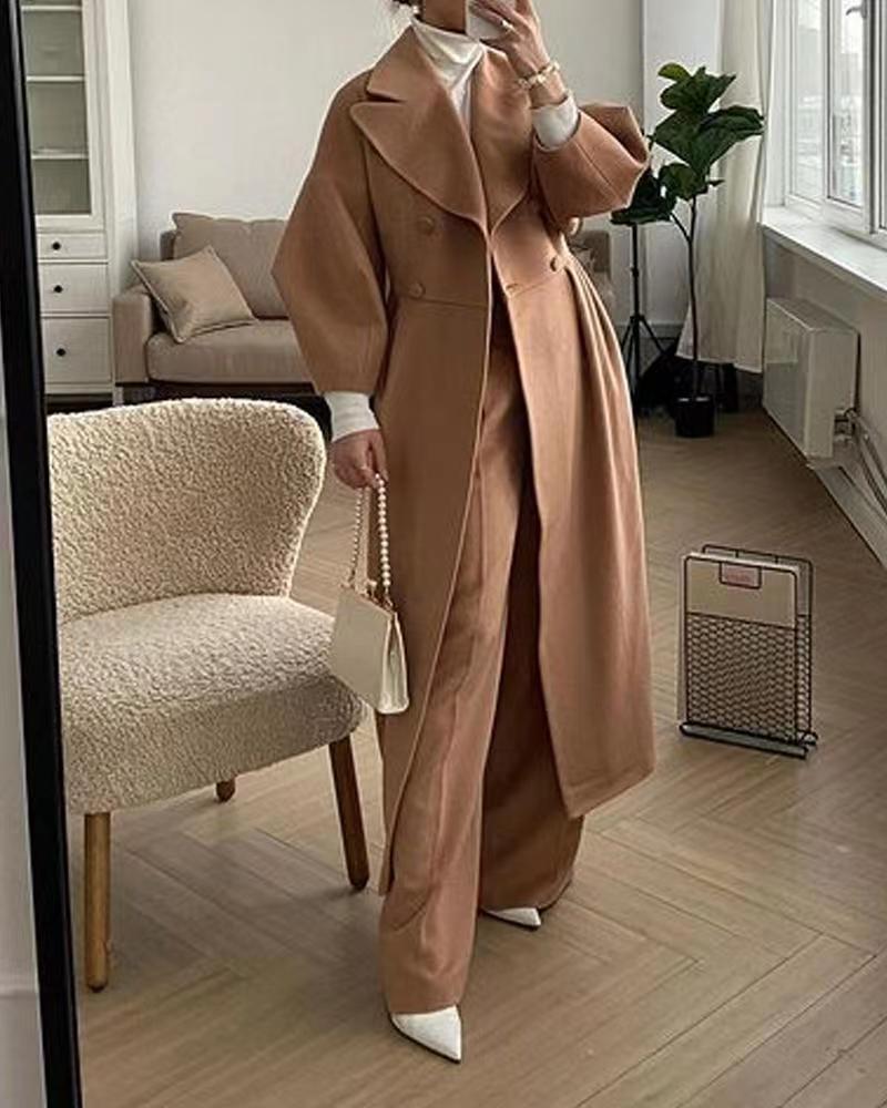 Elena – Abrigo lana largo elegante de lana para mujer