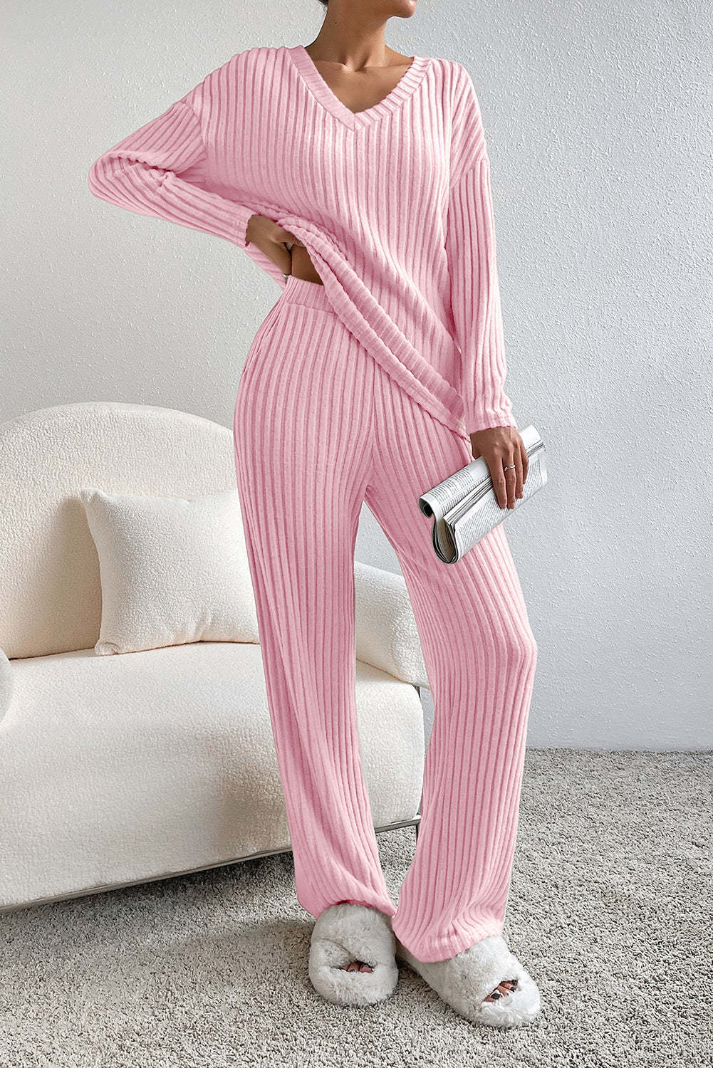 Sofía - Conjunto de mujer punto canalé dos piezas