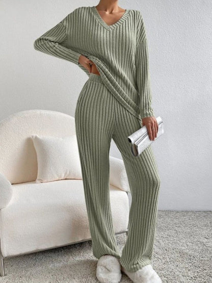 Sofía - Conjunto de mujer punto canalé dos piezas