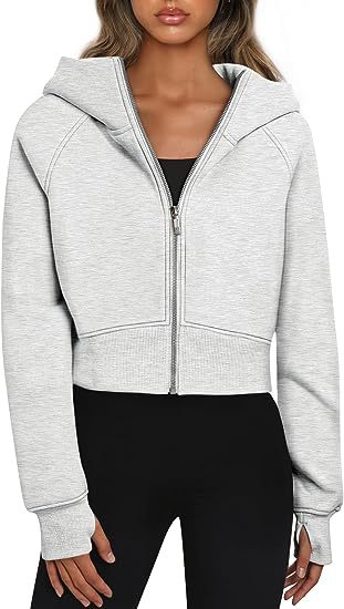 Adriana - Sudadera corta con cremallera y capucha mujer