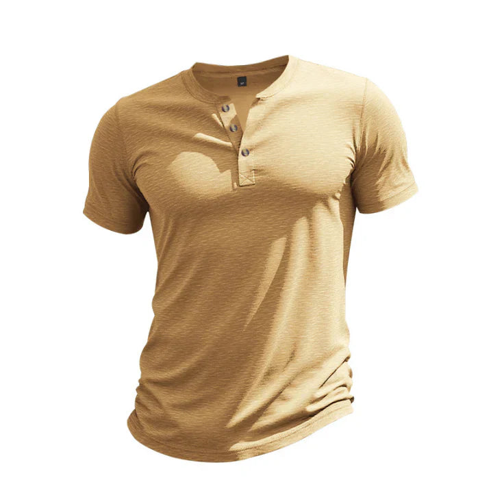 Daniel - Camiseta de hombre manga corta con cuello henley