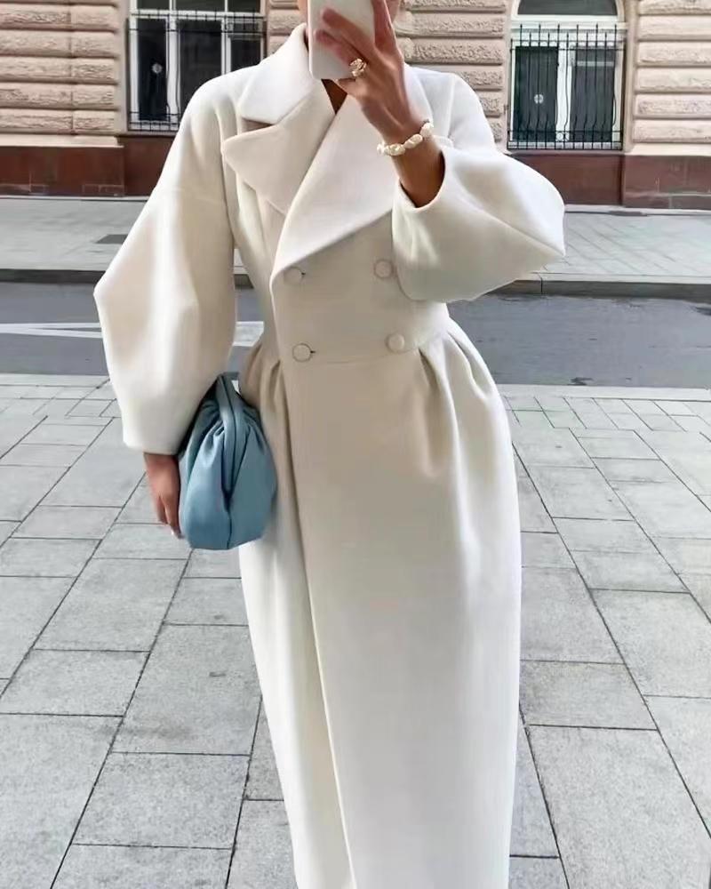 Elena – Abrigo lana largo elegante de lana para mujer