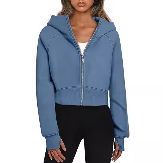 Adriana - Sudadera corta con cremallera y capucha mujer