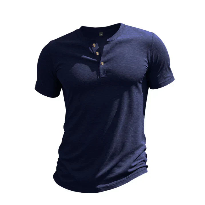 Daniel - Camiseta de hombre manga corta con cuello henley