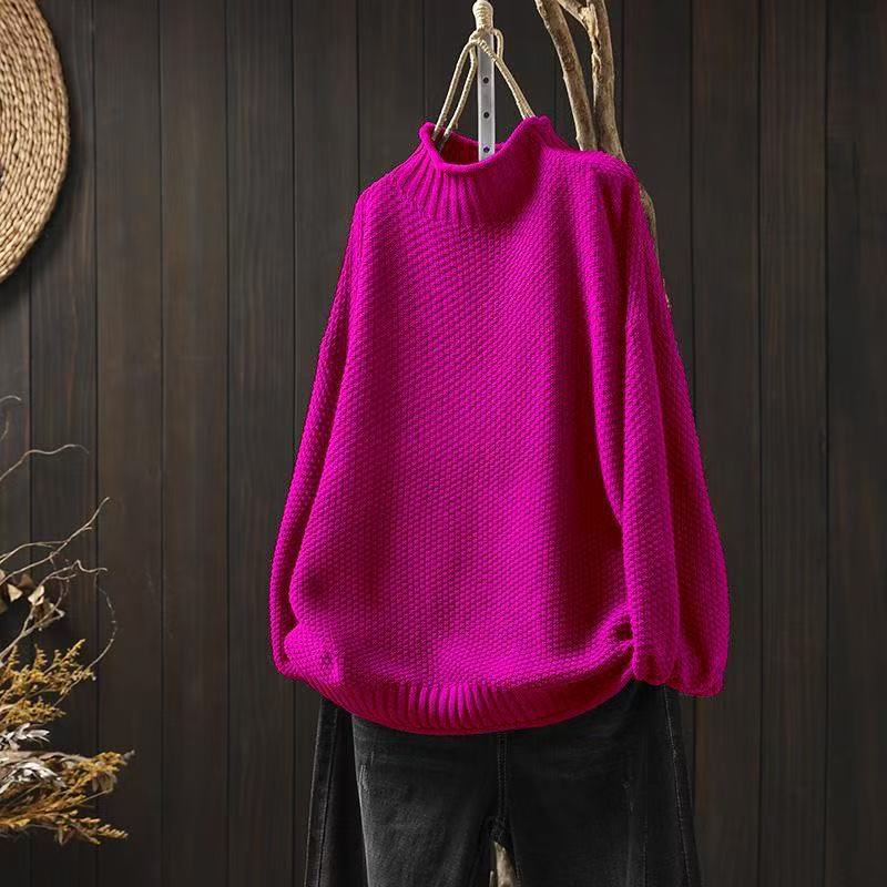Marta - Suéter de mujer oversize con cuello alto y manga larga