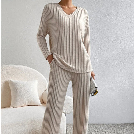 Sofía - Conjunto de mujer punto canalé dos piezas