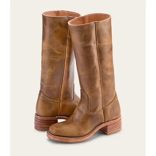 Valeria - Botas altas de cuero con tacón bajo mujer