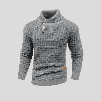 Hugo – Jersey de Punto Trenzado con Cuello Alto y Botones para Hombre