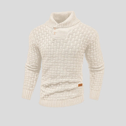 Hugo – Jersey de Punto Trenzado con Cuello Alto y Botones para Hombre
