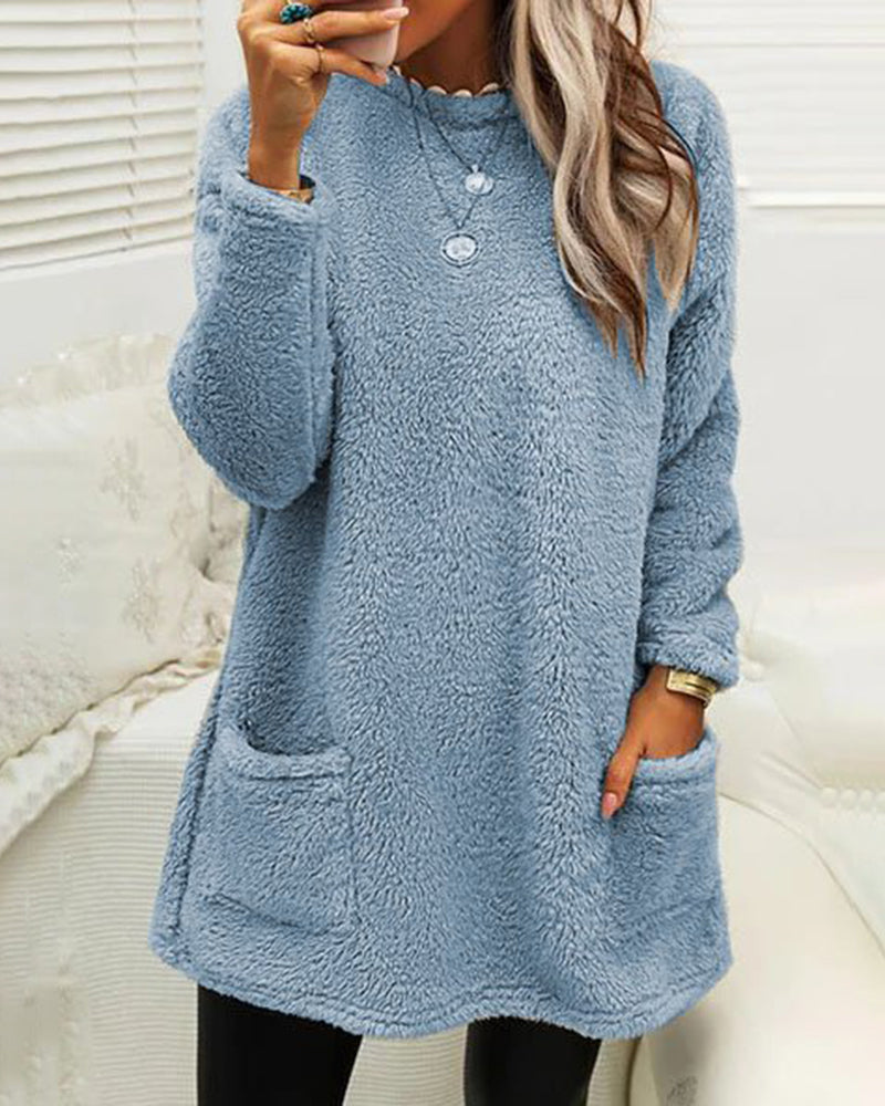 Isabelle - Suéter de felpa con bolsillos y estilo casual