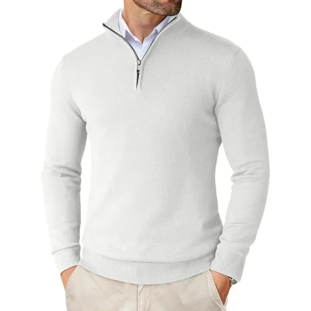 Mateo - Jersey de hombre con cremallera al cuello y manga larga