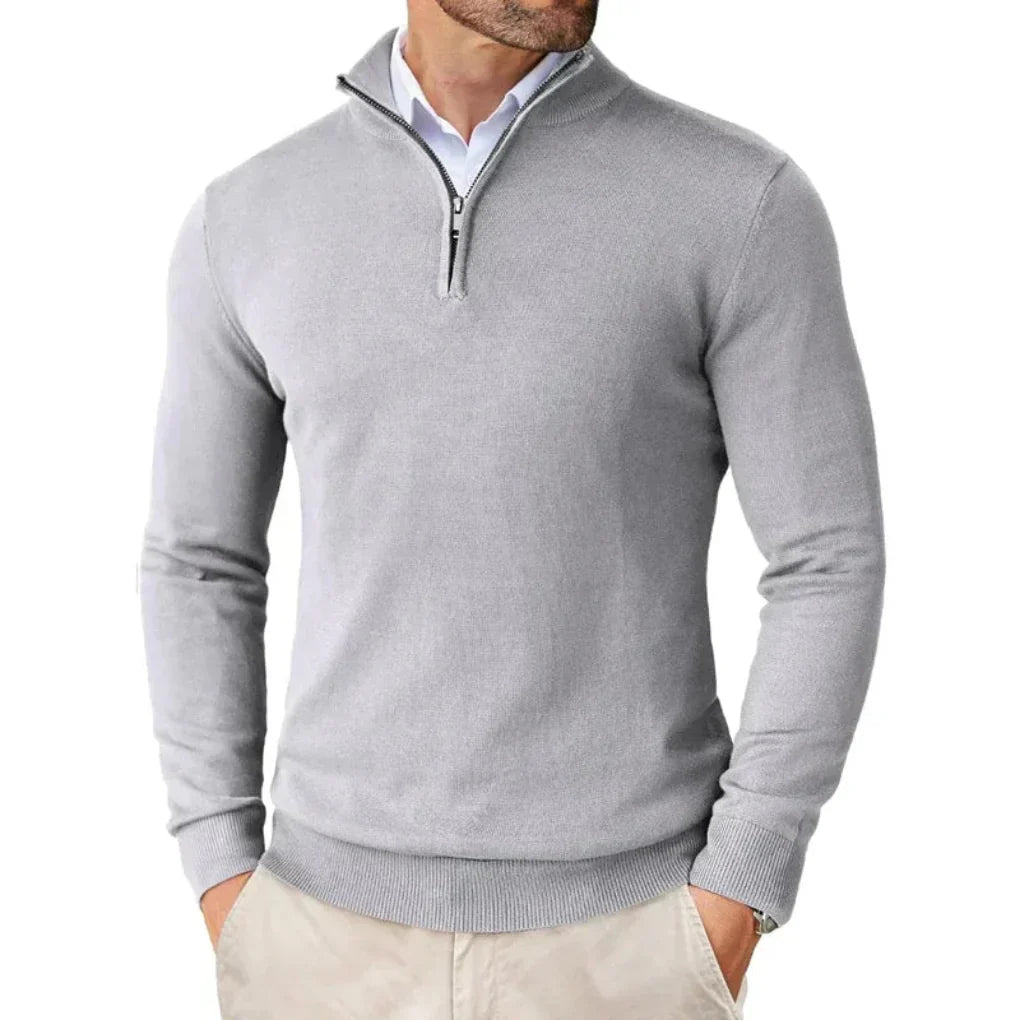 Mateo - Jersey de hombre con cremallera al cuello y manga larga