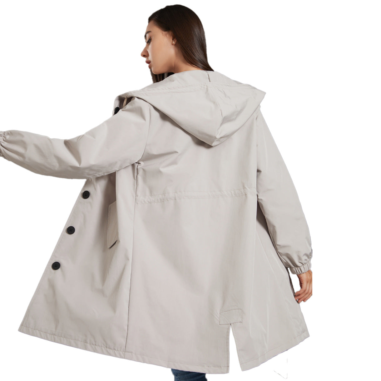 Valeria - Chaqueta impermeable verde con capucha para mujer