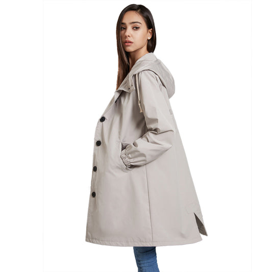 Valeria - Chaqueta impermeable verde con capucha para mujer