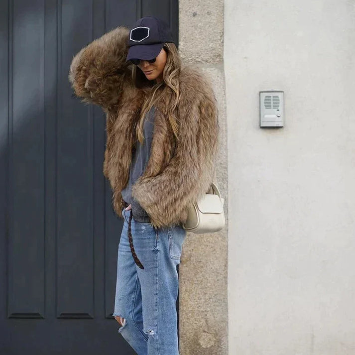 Sofía - Chaqueta de pelo sintético para mujer