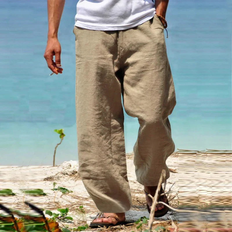Adriano - Pantalón holgado de lino para hombre estilo casual