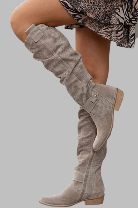 Adela - Botas altas de mujer con suela plana y diseño casual
