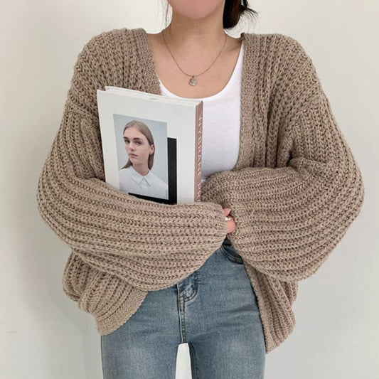 Lucía - Cárdigan de mujer de punto grueso con mangas amplias