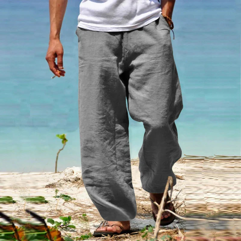 Adriano - Pantalón holgado de lino para hombre estilo casual
