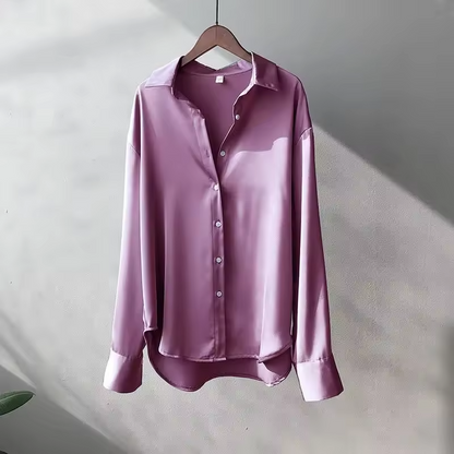 Laura – Blusa Satinada de Corte Oversize Mujer