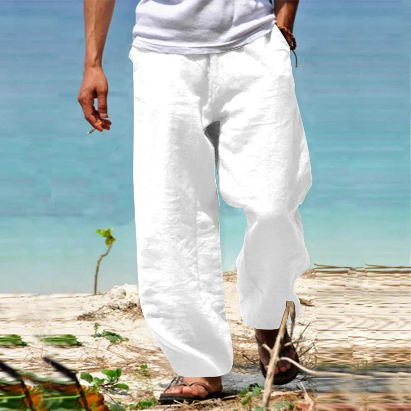 Adriano - Pantalón holgado de lino para hombre estilo casual