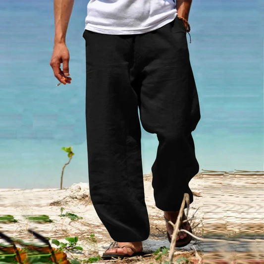Adriano - Pantalón holgado de lino para hombre estilo casual