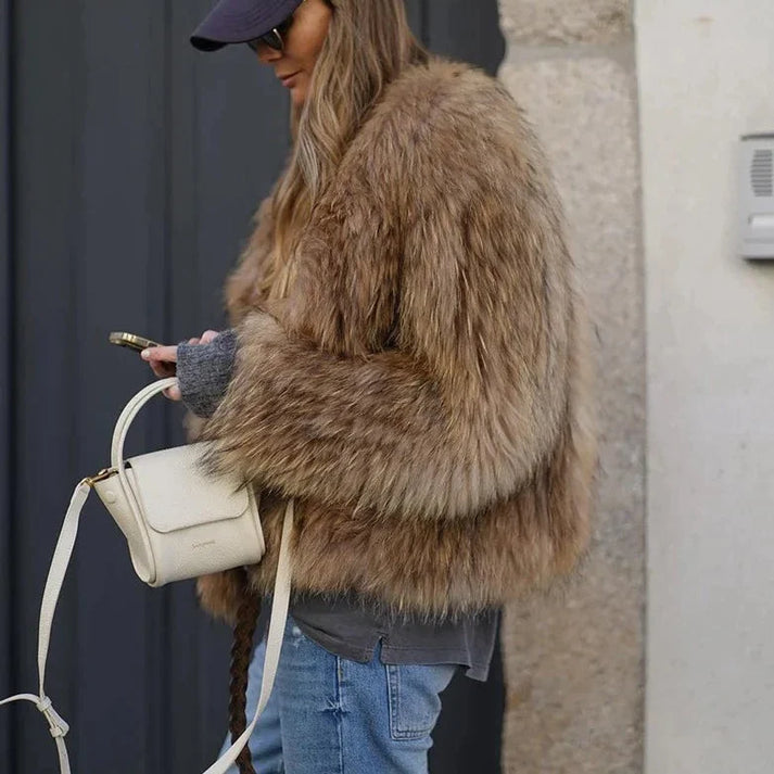 Sofía - Chaqueta de pelo sintético para mujer