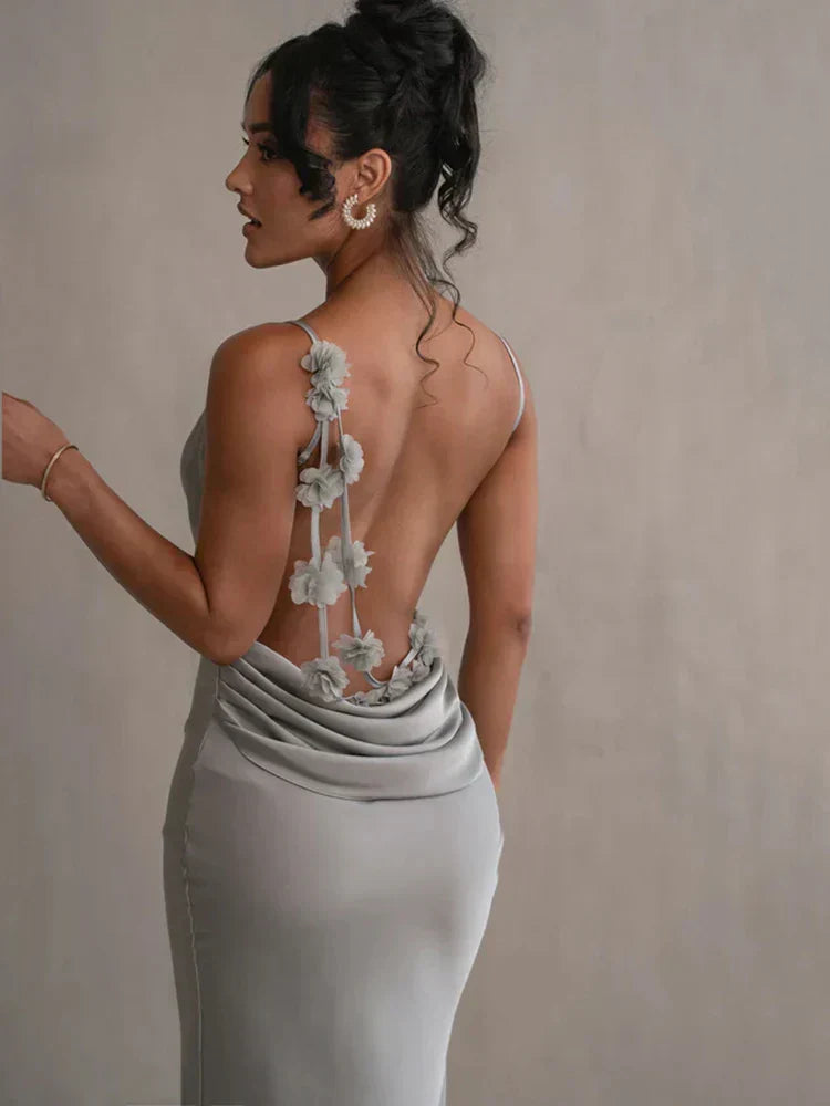 Sofía - Vestido largo de mujer satinado con tirantes