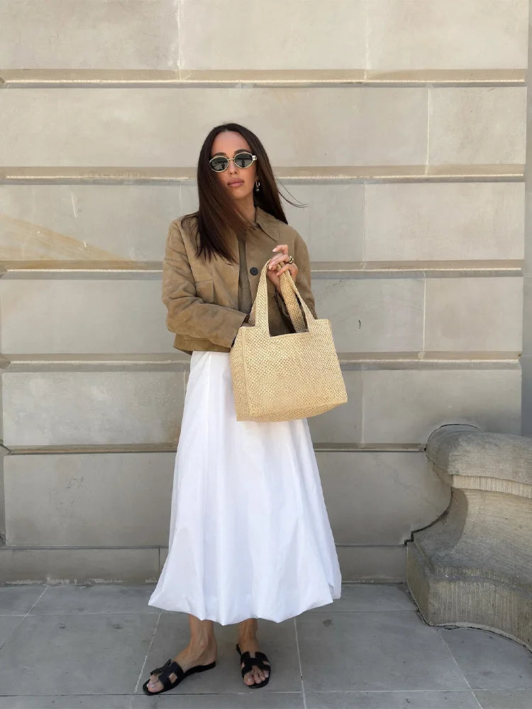 Adriana - Chaqueta corta efecto ante con botones mujer