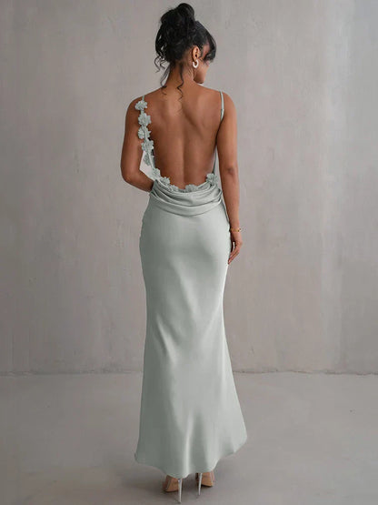 Sofía - Vestido largo de mujer satinado con tirantes