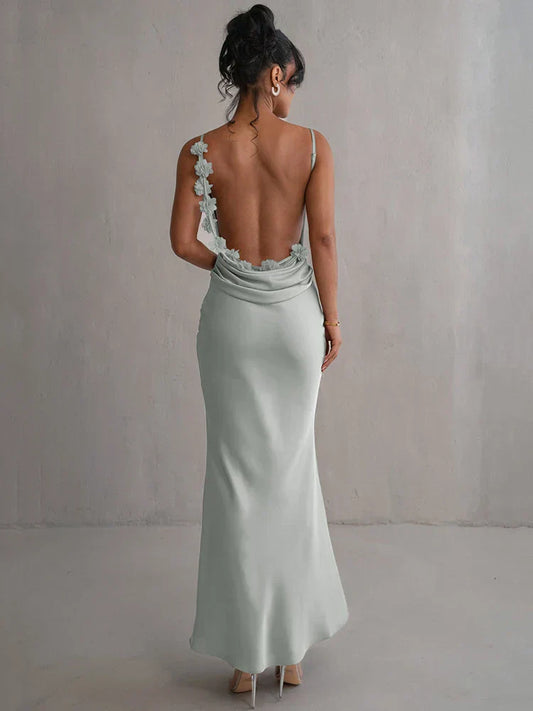Sofía - Vestido largo de mujer satinado con tirantes