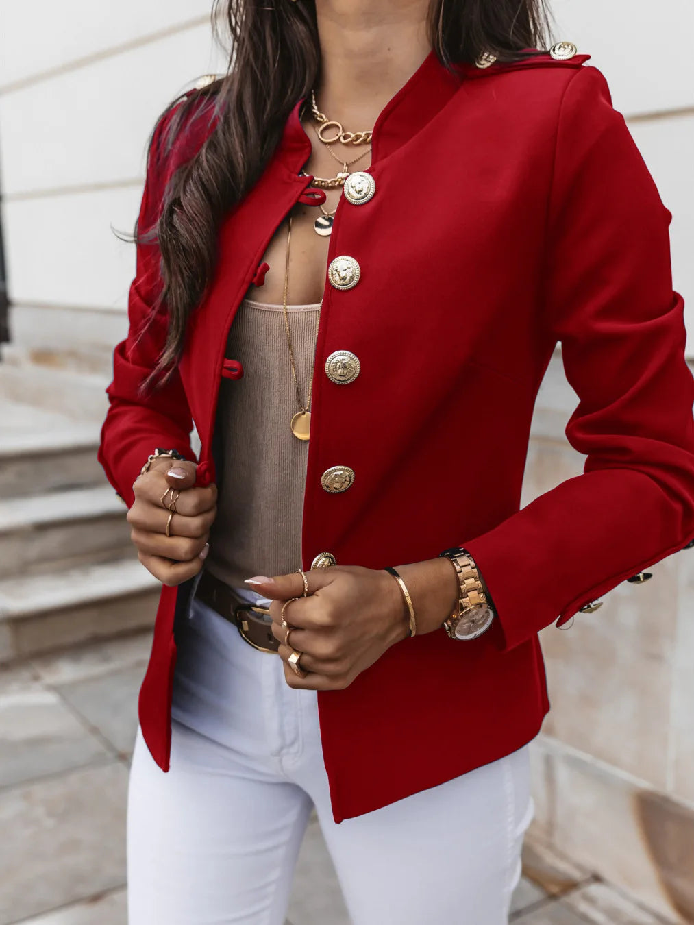 Camila - Blazer entallado con botones dorados mujer