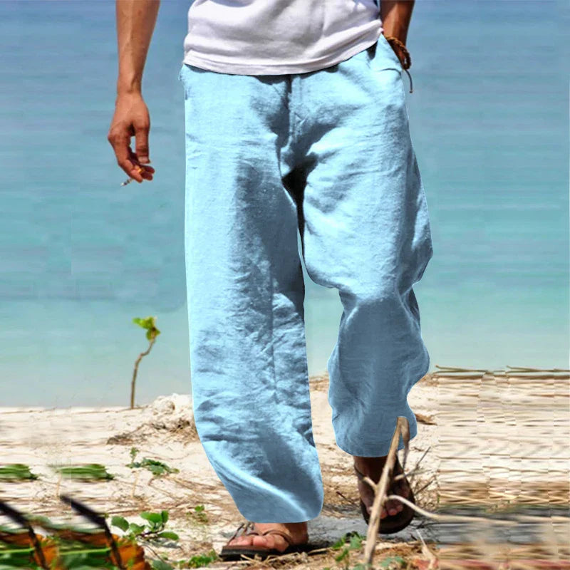 Adriano - Pantalón holgado de lino para hombre estilo casual