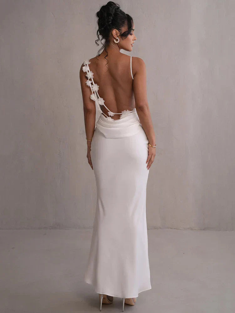 Sofía - Vestido largo de mujer satinado con tirantes