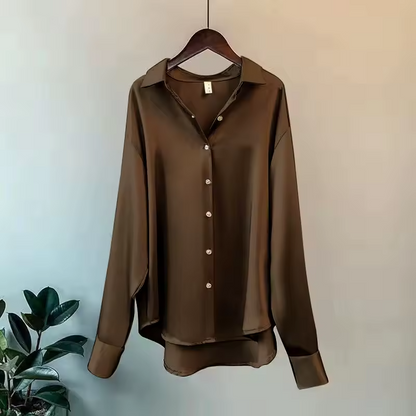 Laura – Blusa Satinada de Corte Oversize Mujer