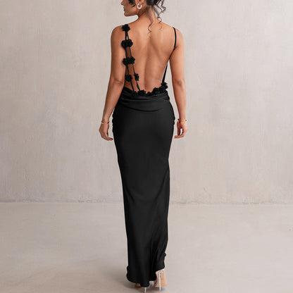 Sofía - Vestido largo de mujer satinado con tirantes