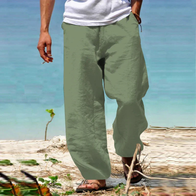 Adriano - Pantalón holgado de lino para hombre estilo casual