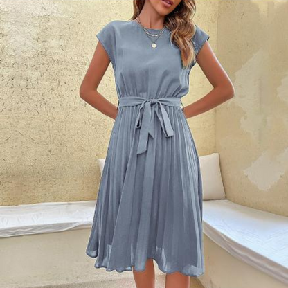Isabella - Vestido de mujer plisado con lazo en la cintura