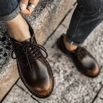 Javier - Zapatos de hombre de cuero con cordones y suela cosida