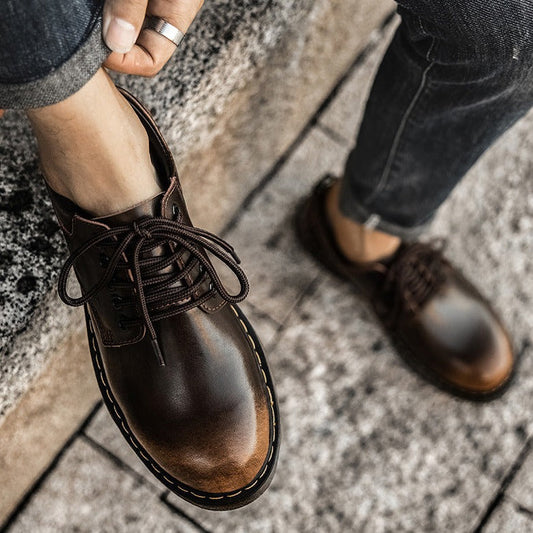 Javier - Zapatos de hombre de cuero con cordones y suela cosida
