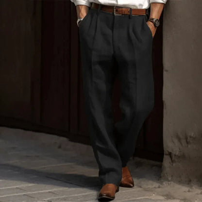 Mateo – Pantalones de lino con pinzas para hombre