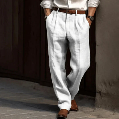 Mateo – Pantalones de lino con pinzas para hombre