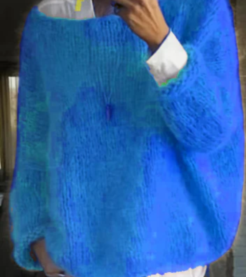 Lía - Suéter oversize azul claro de punto peluche mujer