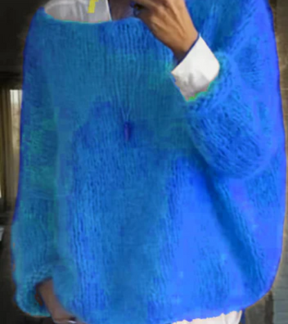 Lía - Suéter oversize azul claro de punto peluche mujer