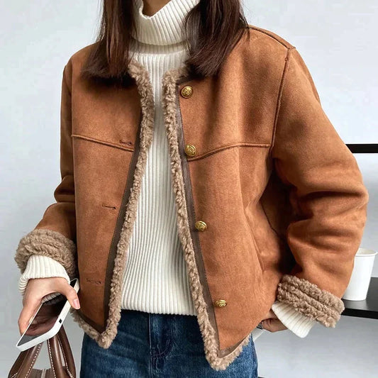 Noa – Chaqueta de mujer con efecto ante y forro de piel de oveja