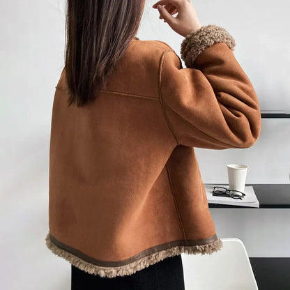 Noa – Chaqueta de mujer con efecto ante y forro de piel de oveja