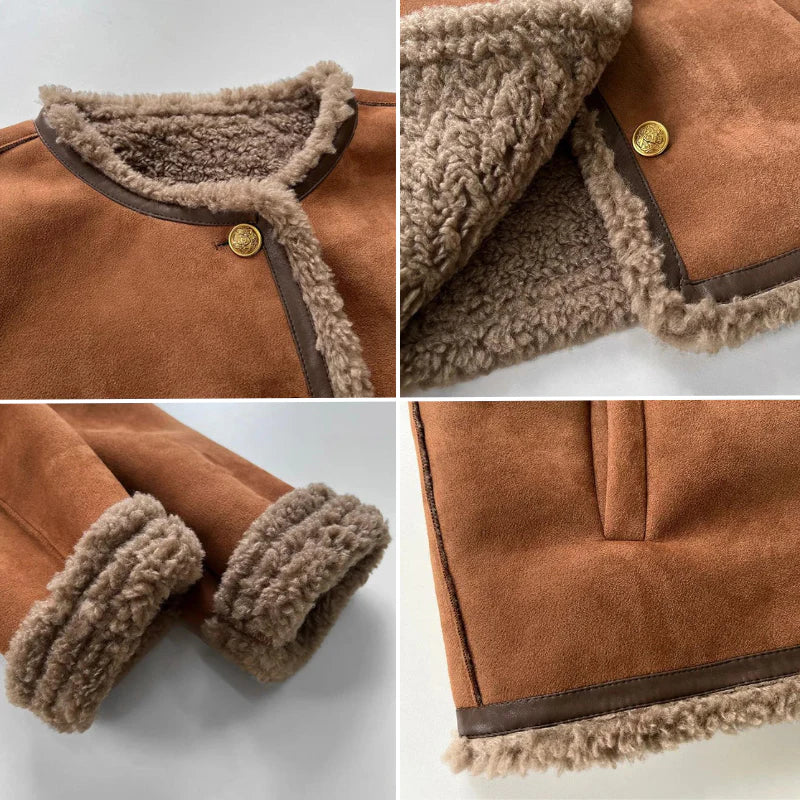 Noa – Chaqueta de mujer con efecto ante y forro de piel de oveja