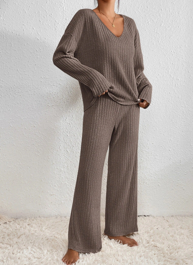 Paula - Conjunto de punto dos piezas con jersey y pantalón ancho mujer
