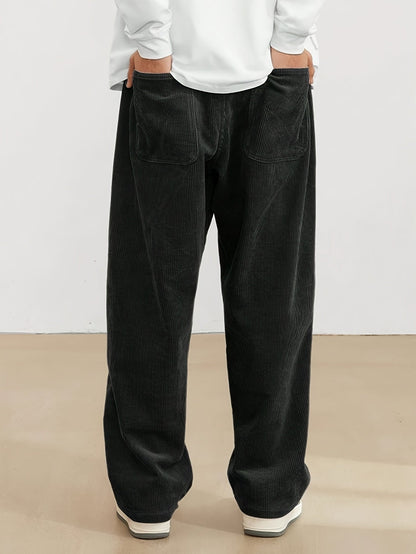 Iván - Pantalón ancho de pana para hombre estilo casual